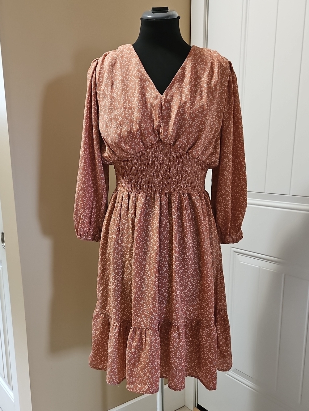 Miley+Molly Smocked Ruffled Hem Boho Chic Cottagecore Dress S